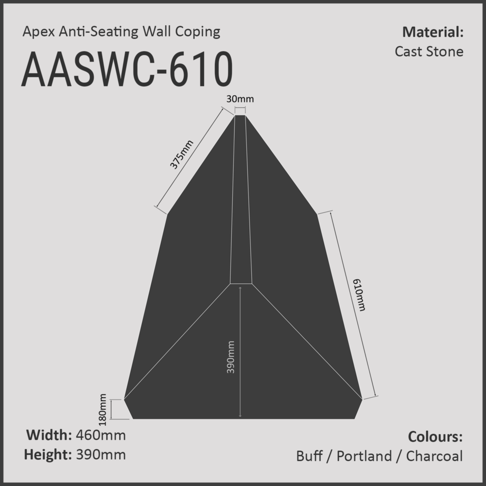 Apex Anti Seating Coping 610mm x 460mm - Image 5