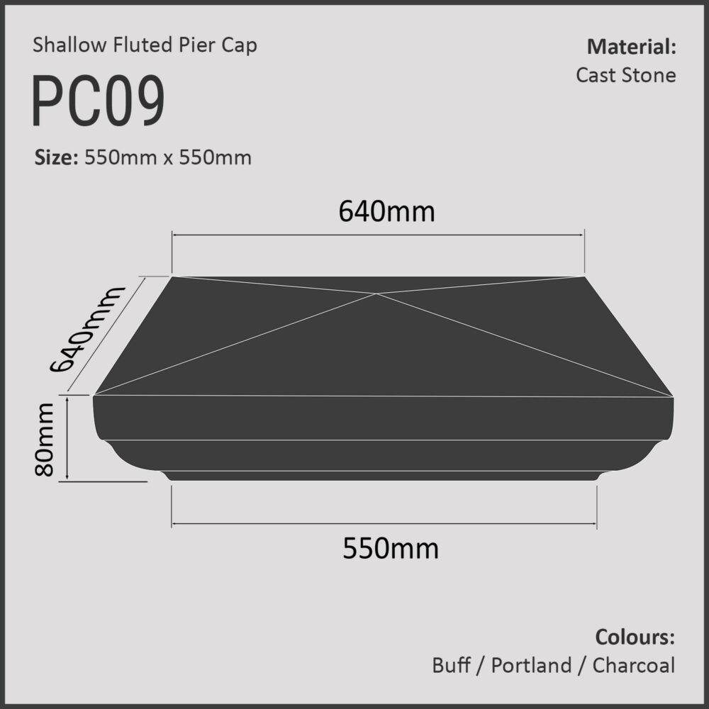 Slimline Fluted Pier Caps - 550mm x 550mm - Image 5