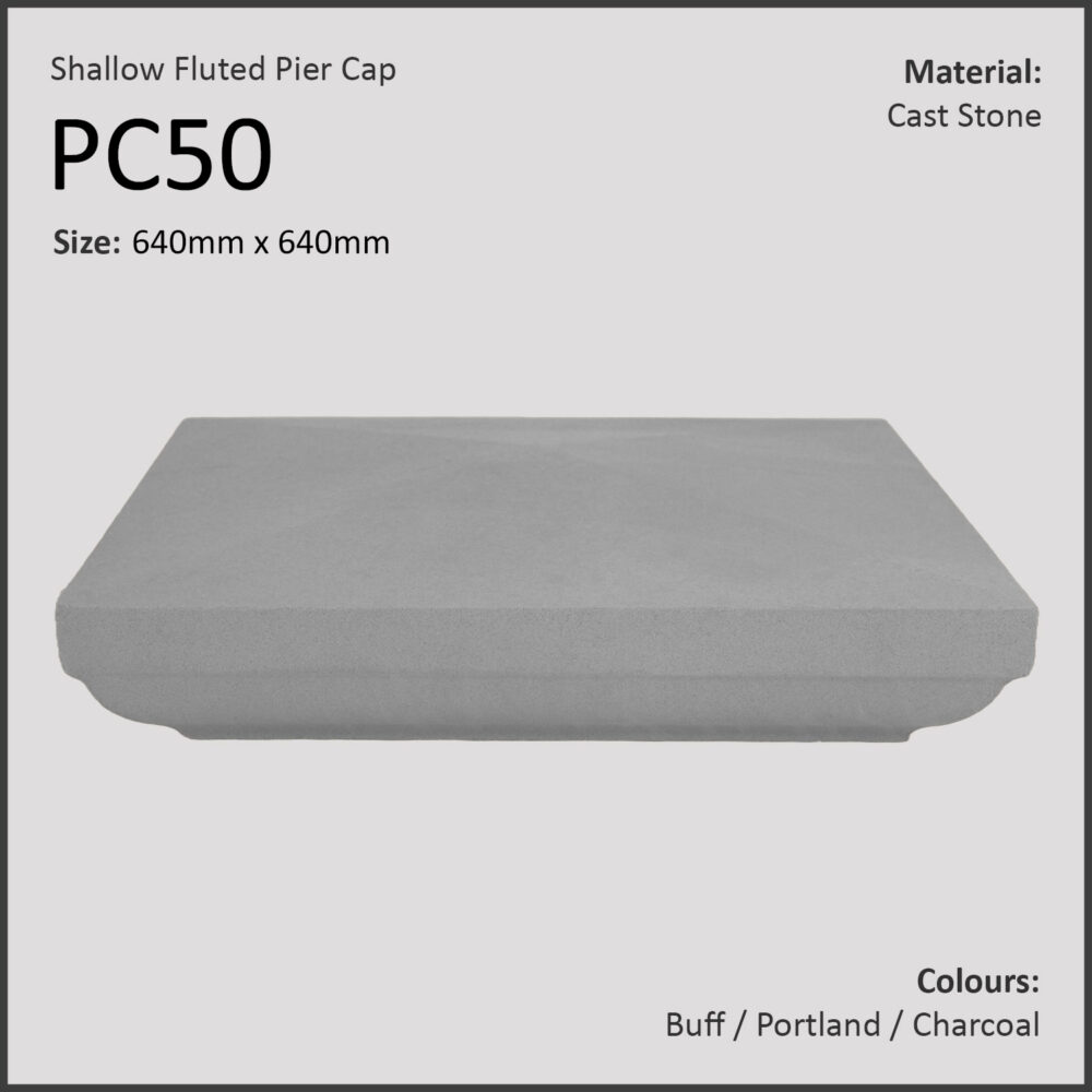 Slimline Fluted Pier Caps - 640mm x 640mm - Image 3
